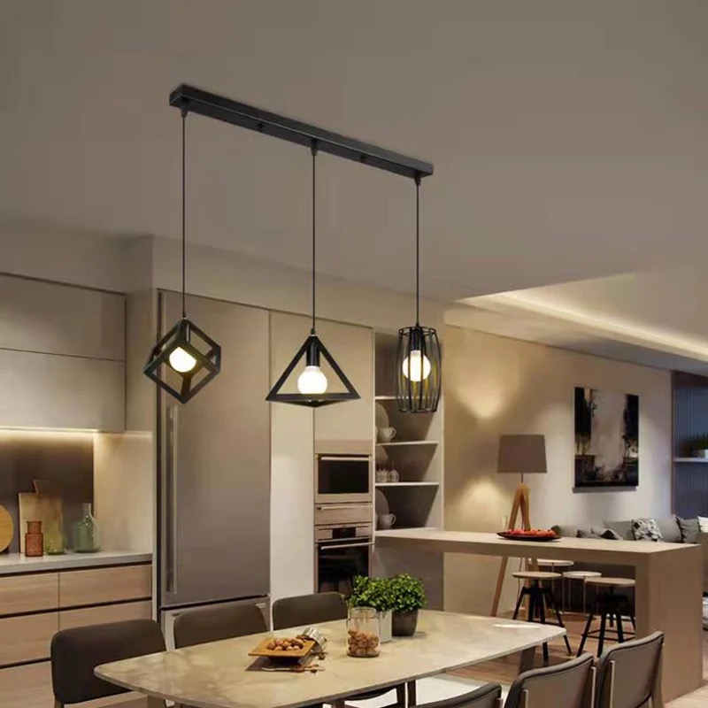 Triple Head Multi Shape Metal Pendant Light