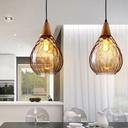 Vintage Teardrop style Pendant Light with Amber Glass