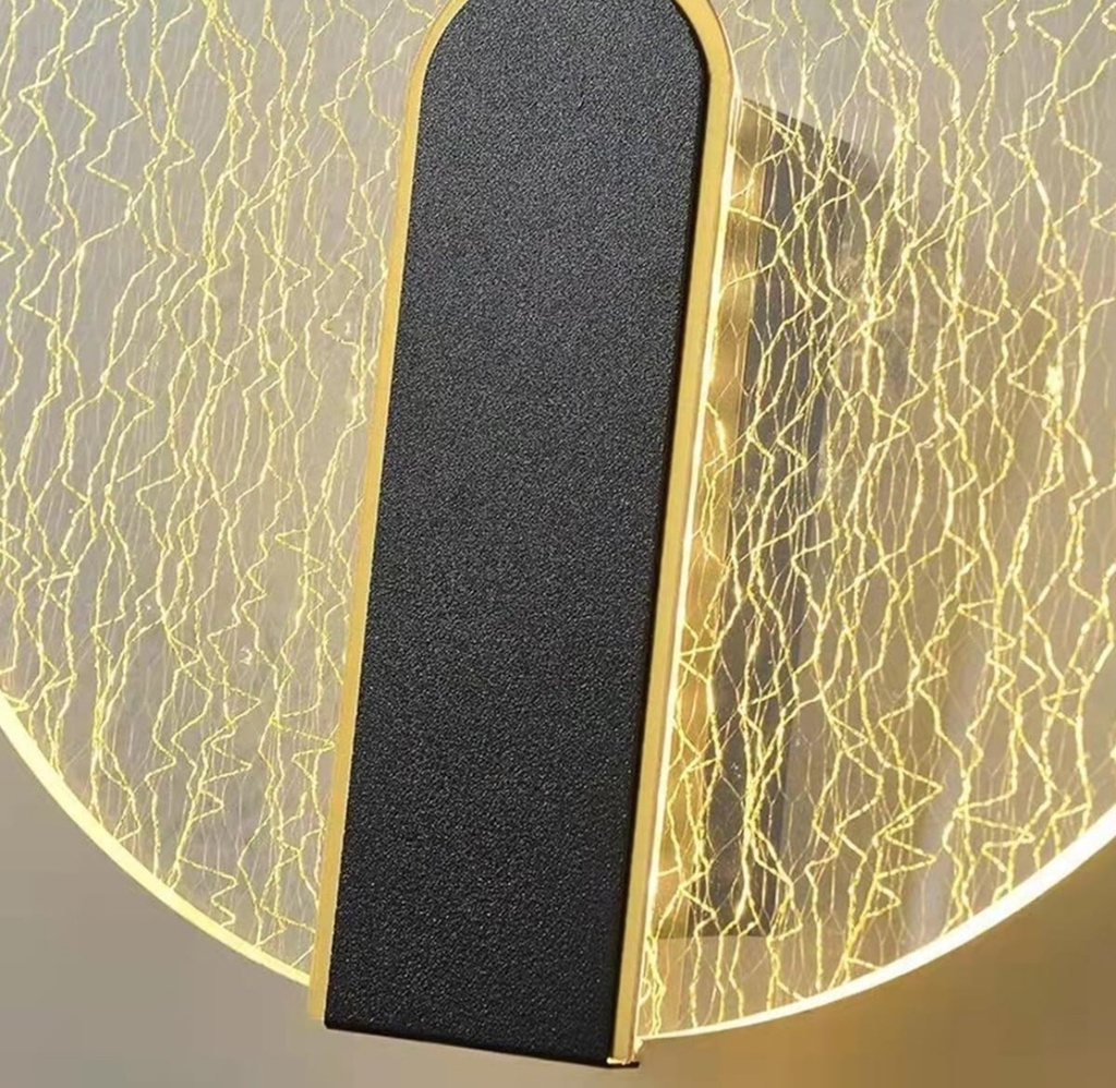 Acrylic and Aluminium Wall Scone Cracked Glass- Round