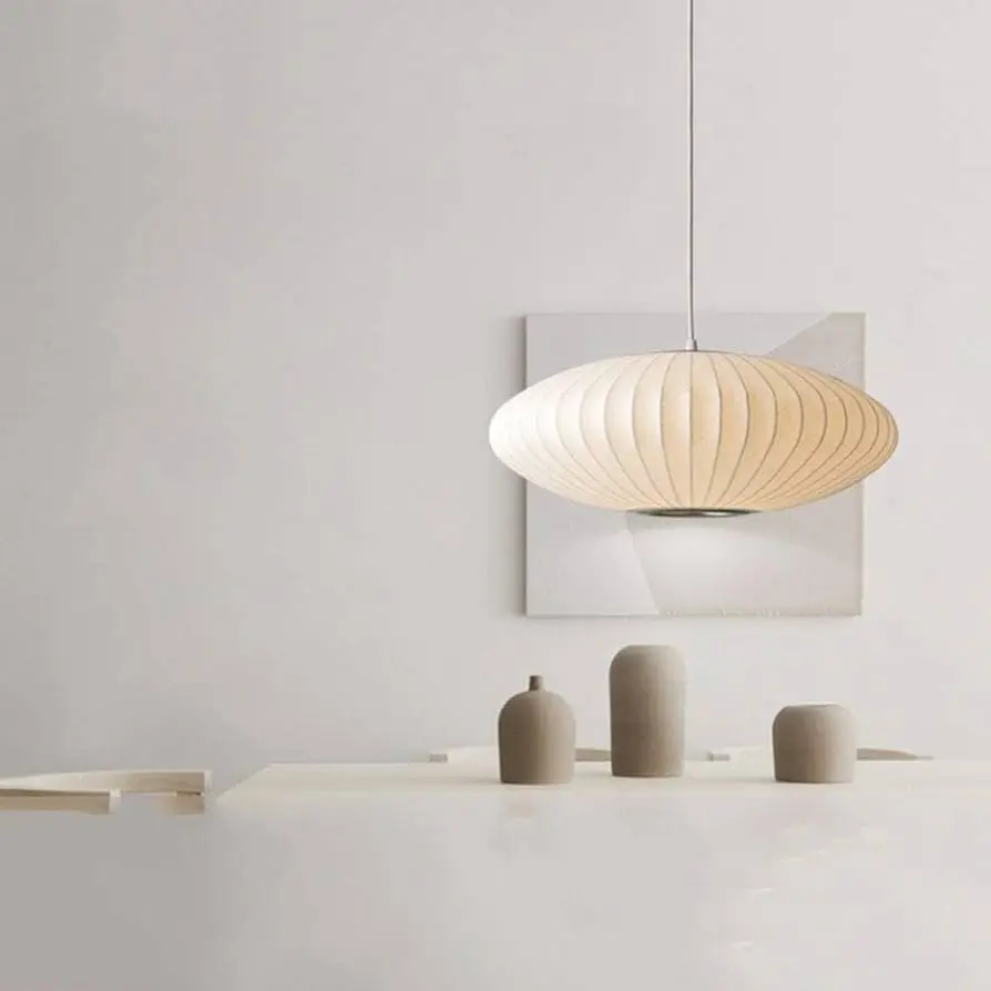 [LH-1198] White Fabric Pendant Light E27.webp