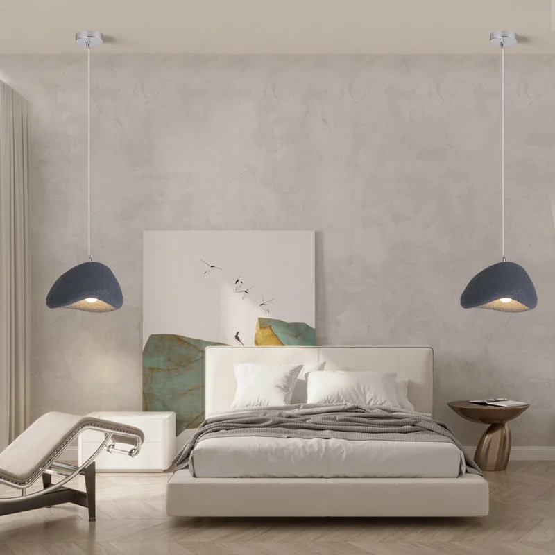 Fibre Glass Pendant Light Dark Grey- Bedroom