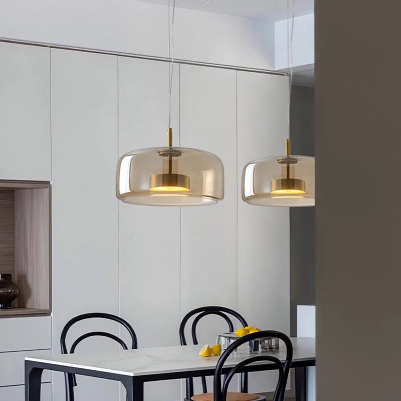 Contemporary design Amber Glass Shade LED Pendant Light
