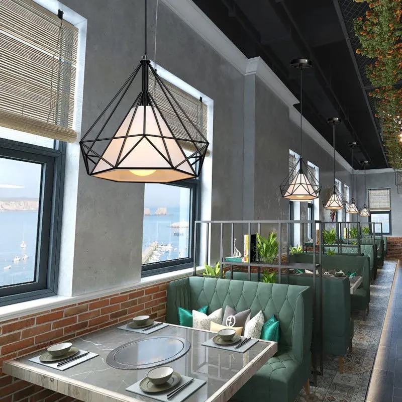 Metal + Fabric Cone Pendant Light- Café