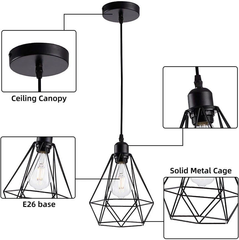 Metal Diamond Design Pendant Light