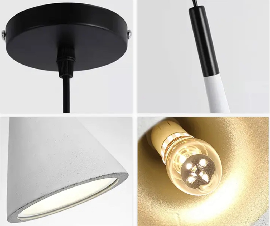 Metal Pendant Light with Cone Lamp Shade- White