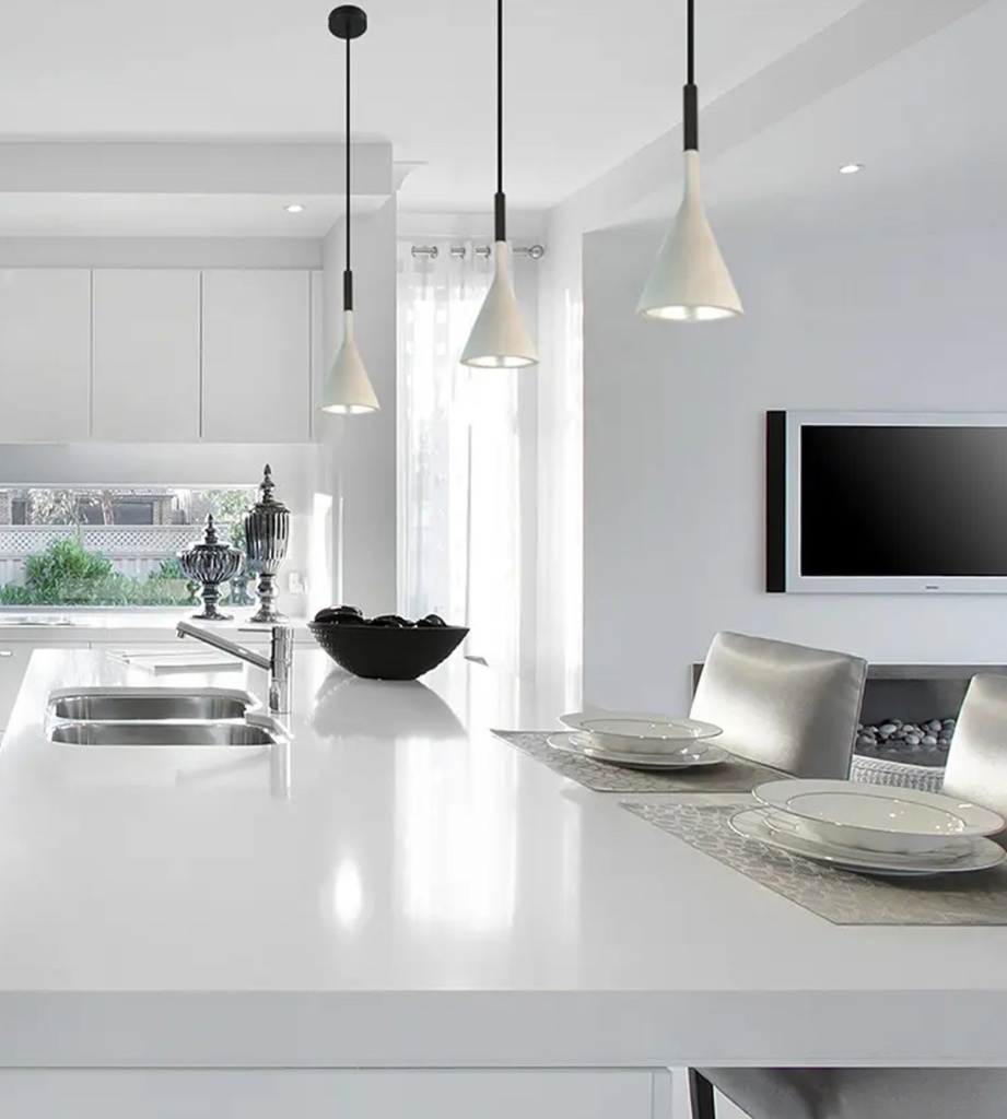Metal Pendant Light with Cone Lamp Shade- White
