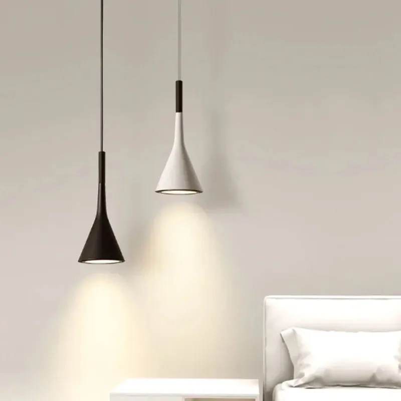 Metal Pendant Light with Cone Lamp Shade- White