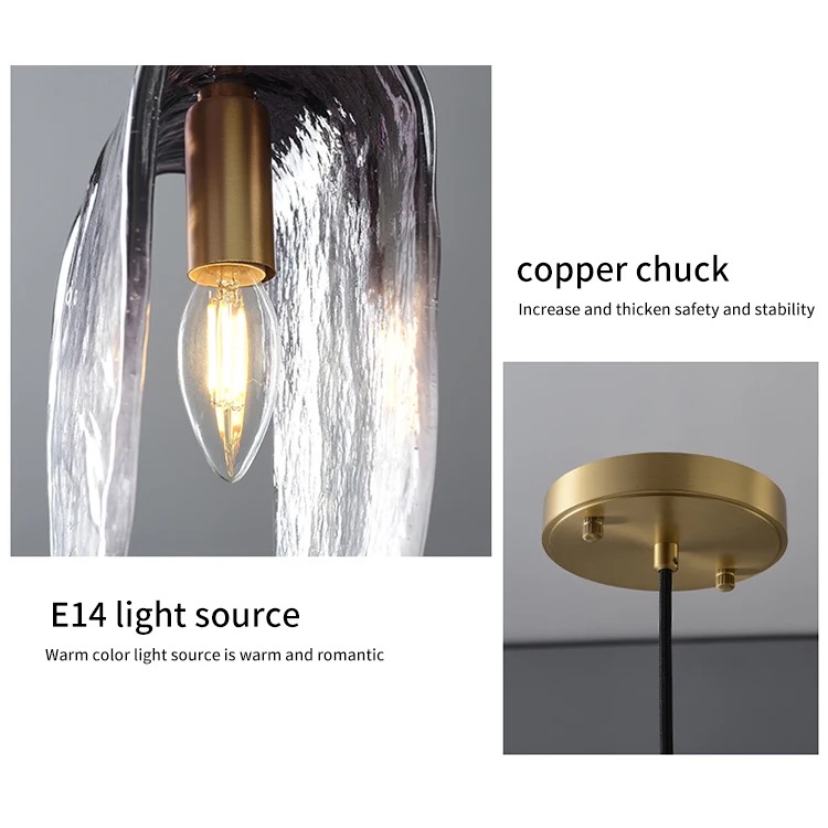 Retro Style Hand-Corrugated Glass Pendant Light