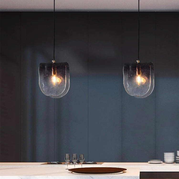 Retro Style Hand-Corrugated Glass Pendant Light