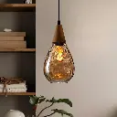 Vintage Teardrop style Pendant Light with Amber Glass