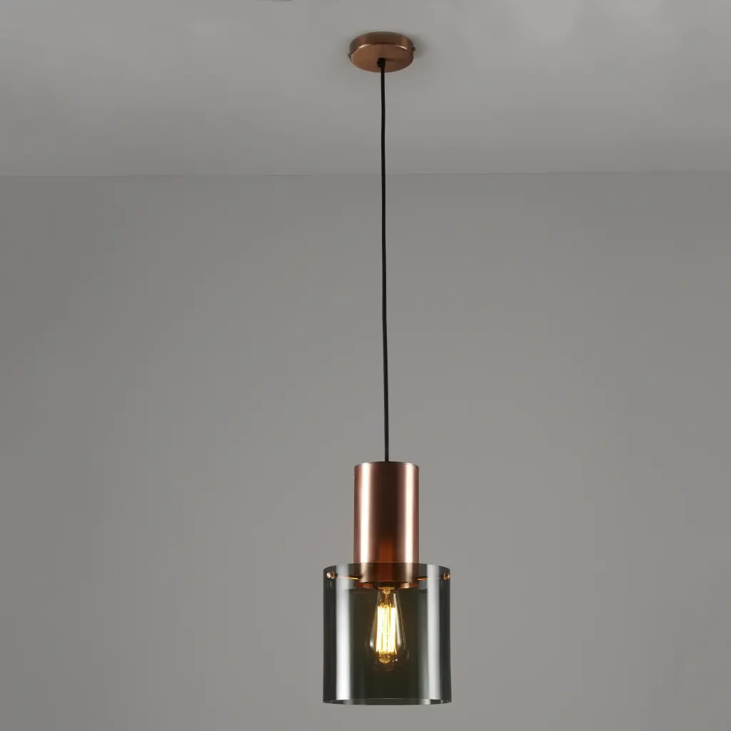Italian Design Small Pendant Light with Smoky Glass
