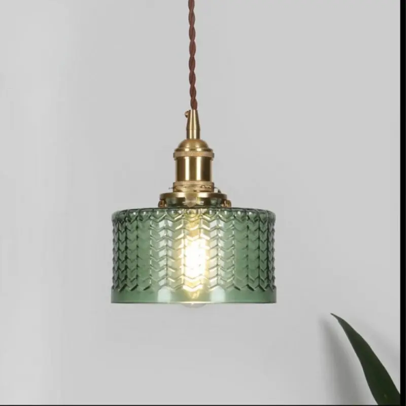 Textured Green Glass Pendant Light