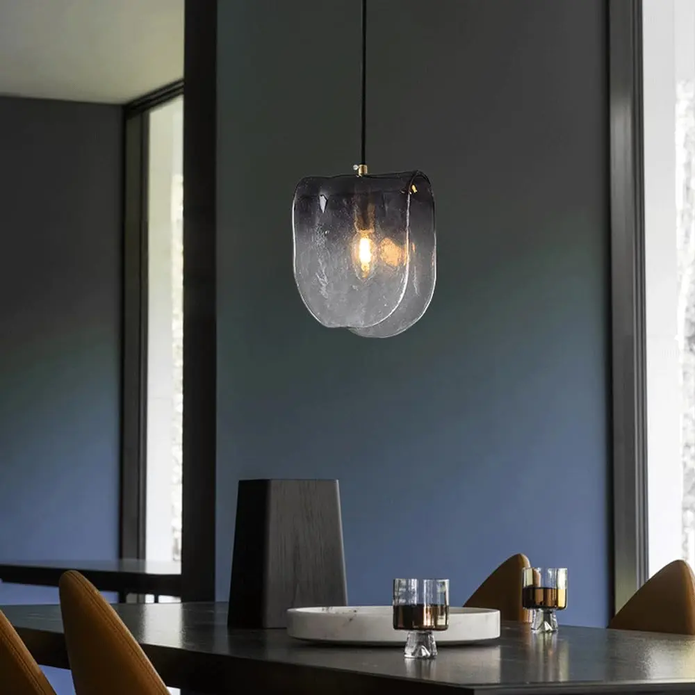 Retro Style Hand-Corrugated Glass Pendant Light