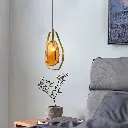 Nordic Style Geometric Crystal Pendant Light with Orange Glass Shade