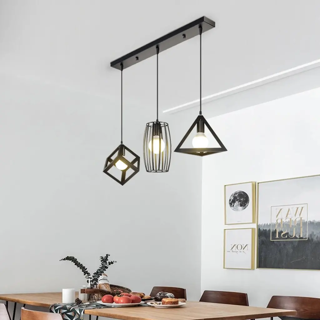 Triple Head Multi Shape Metal Pendant Light