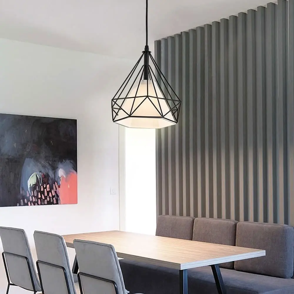 Metal + Fabric Cone Pendant Light