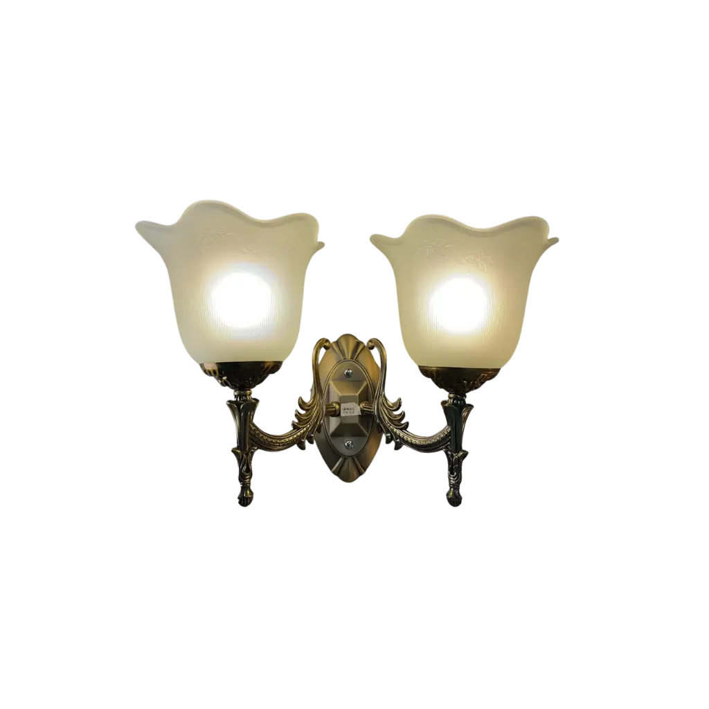 WALL LAMP 6039 E27 BRONZE + GLASS FLOWER DOUBLE