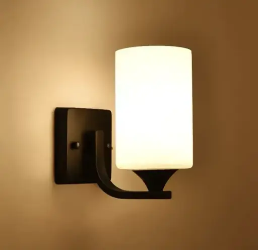 [LH-966] WALL LAMP 01-1 E27 BLACK + GLASS CYLINDER