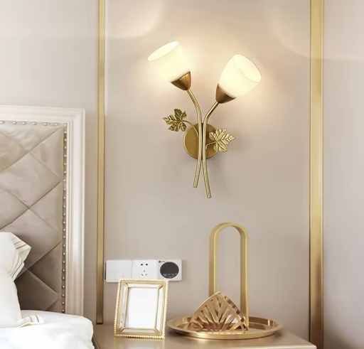 [LH-972] WALL LAMP 6080 E27 DOUBLE ROSE HEAD GOLD