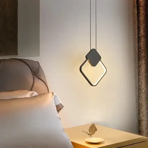 [LH-1119] Nordic Style Modern Acrylic Pendant light with Double Square ring