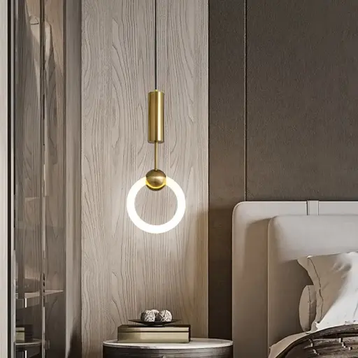 [LH-1129] White + Gold Earring style LED Pendant Light