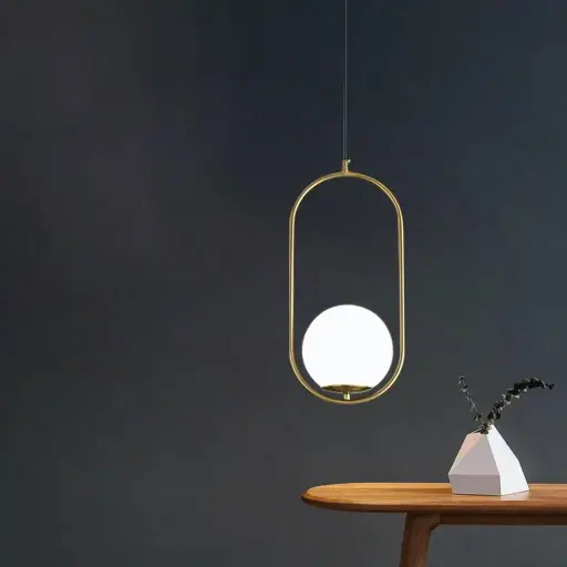 [LH-1100] Gold Oval Ring Pendant Light