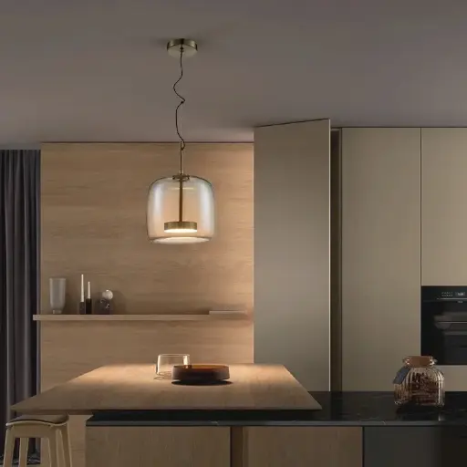 [LH-1104] LED Oval Shaped Pendant Light with Amber Glass