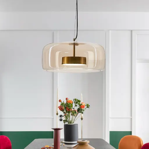 [LH-1094] Contemporary design Amber Glass Shade LED Pendant Light