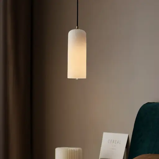 [LH-1115] Nordic Style Cylindrical Pendant light with White Glass