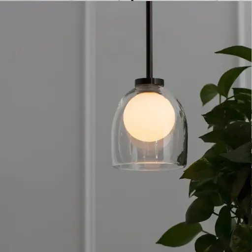 [LH-1124] Semi Cylindrical Pendant Light with Glass Ball