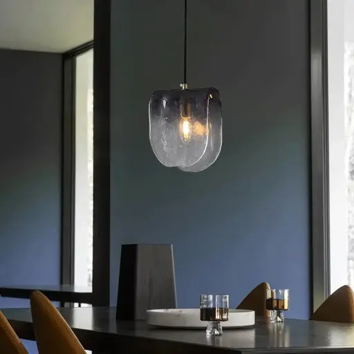 [LH-1123] Retro Style Hand-Corrugated Glass Pendant Light