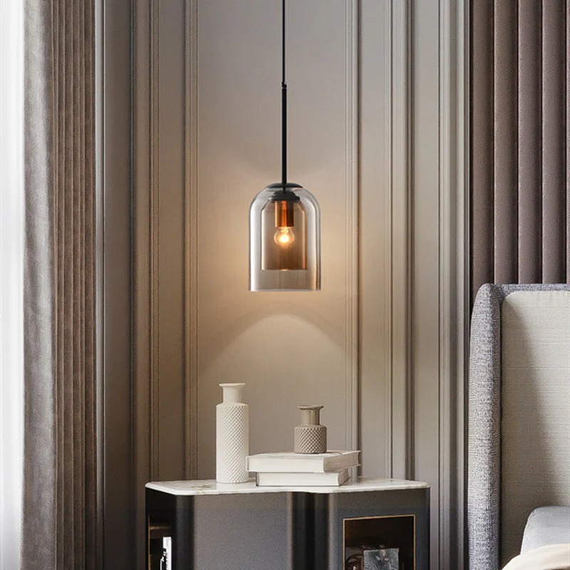 [LH-1116] Nordic Style Double Cylindrical Glass Pendant Light