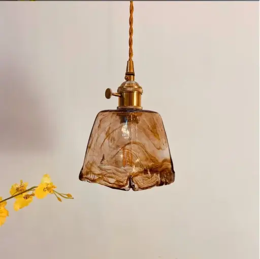 [LH-1103] Japanese Style Retro Glass Pendant with Brass Holder