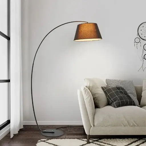 [LH-1088] Arched Floor Lamp with White Honeycomb Fabric