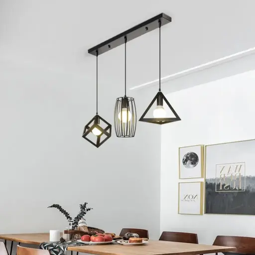 [LH-1127] Triple Head Multi Shape Metal Pendant Light
