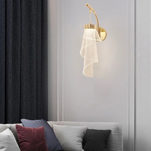 [LH-1063] Acrylic and Aluminium Hanging Wall Light with Gold Base