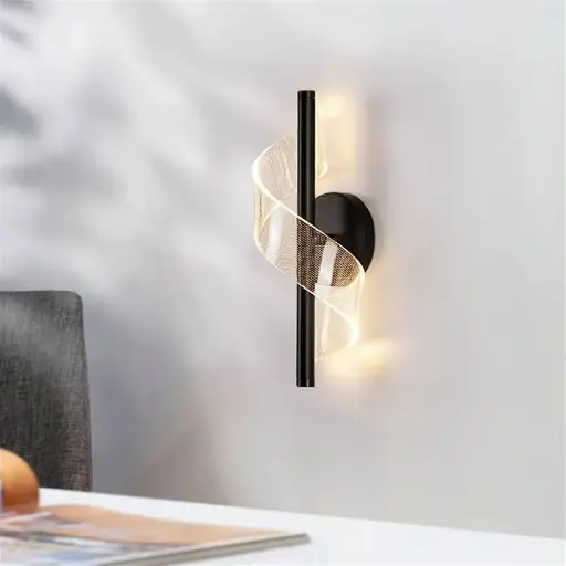 [LH-1065] Acrylic and Aluminium S Shaped Wall Scone with Black Base